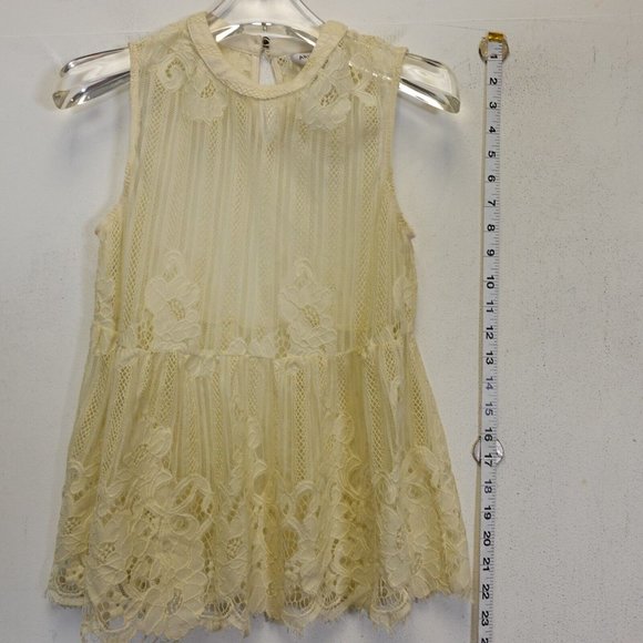 Arizona Jeans Top Womens Small Beige Lace See Through Tank Sleeveless Sheer Boho - Picture 3 of 7
